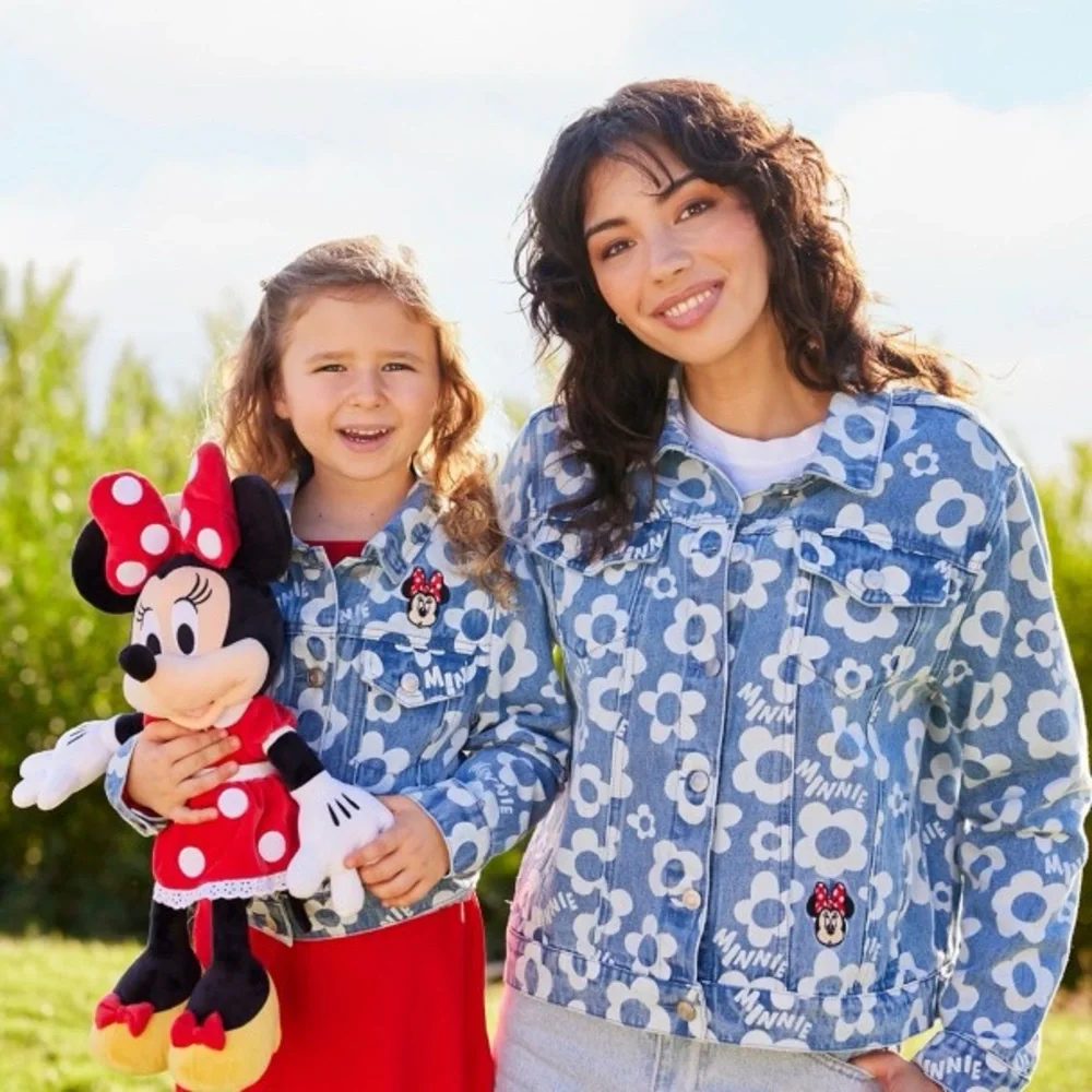 Disney Store Girls Minnie Mouse Floral Denim Jacket Size XL 14